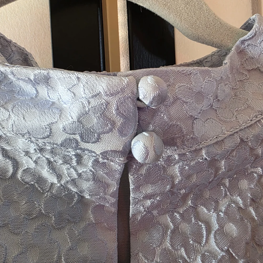 Sister Jane Blue Puff Sleeve Blouse with Mandarin Collar - Picture 3 of 4